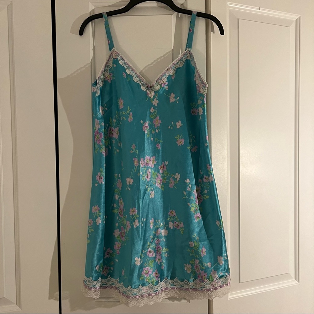 FINAL SALE Rare Oscar de la Renta Pink Label Blue Floral Slip Dress
